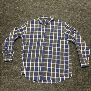 Haggar Navy and White Checkered Men's Shirt